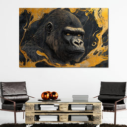 Majestic Stare Golden Waves - NicheCanvas