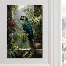 Rainforest Macaw Perch Scene - NicheCanvas