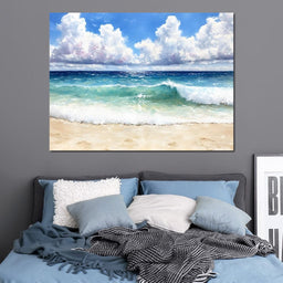 Ocean Waves Sunlit Horizon - NicheCanvas