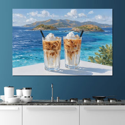 Mediterranean Iced Coffee Break - NicheCanvas