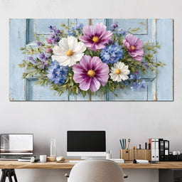 Rustic Pastel Cottage Flowers - NicheCanvas