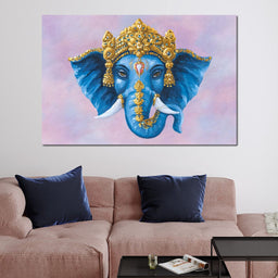 Ornate Blue Elephant Majesty - NicheCanvas