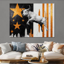 Bull Triumphs City Dreams - NicheCanvas