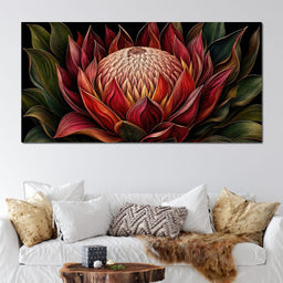 Crimson Protea Flame Crown - TooplesArt - NicheCanvas