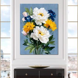 Blue Garden Peony Bouquet - NicheCanvas