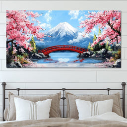 Cherry Blossom Bridge Tranquil Majesty - NicheCanvas