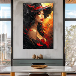 Fiery Elegance in Noir - NicheCanvas
