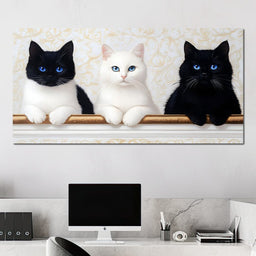 Trio of Curious Feline Friends - NicheCanvas