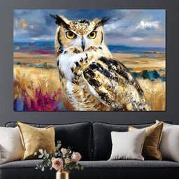 Golden Eyed Owl Prairie Watcher - Neal Hackett - NicheCanvas