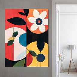 Modern Geo Floral Sunrise Radiance - NicheCanvas