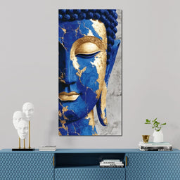Cobalt Gold Buddha Portrait - NicheCanvas