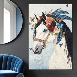 Majestic White Horse Harmony - NicheCanvas