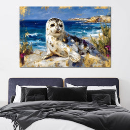 Coastal Seal Gold Brushed Sea - Neal Hackett - NicheCanvas