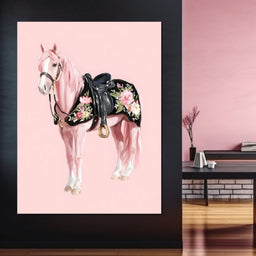 Blush Pony Floral Saddle - NicheCanvas