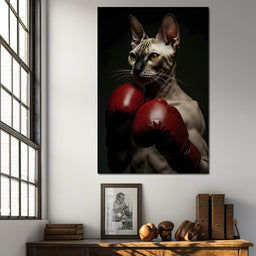 Pugilist Feline Champion - NicheCanvas