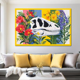 Dinosaur Elegance Flora Fusion - NicheCanvas