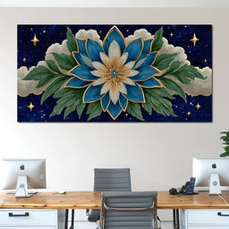 Celestial Lotus Under Cosmic Stars - NicheCanvas