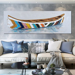 Colorful Canoe Reflections Calm - NicheCanvas