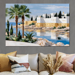 Mediterranean Seaside Citadel - NicheCanvas