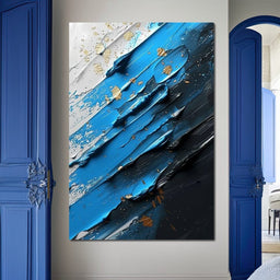 Sapphire Currents Goldleaf Flow - NicheCanvas