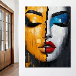 Dual Tones Modern Portrait Face - NicheCanvas