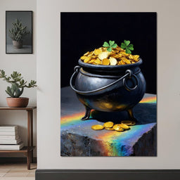 Lucky Clover Gold Cauldron - NicheCanvas