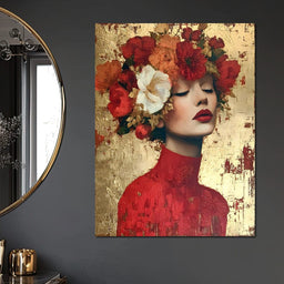 Golden Petal Crowned Reverie - NicheCanvas