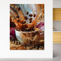 Golden Coffee Splash Reverie - NicheCanvas