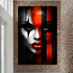 Noir Harlequin Red Stripe Face - NicheCanvas