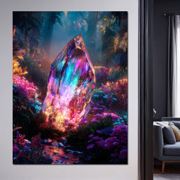 Radiant Crystal Forest Glade - NicheCanvas