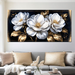 Gilded Petals On A Midnight Stage - NicheCanvas