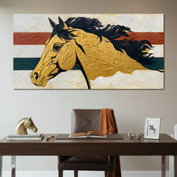 Golden Stallion Portrait - NicheCanvas