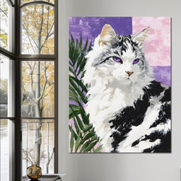 Majestic Violet Eyed Feline - NicheCanvas