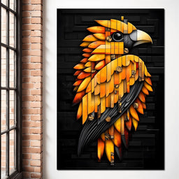 Golden Parrot Geometric Symphony - NicheCanvas