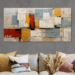 Abstract Ochre Geometry Fields - NicheCanvas