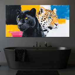 Dual Panther Leopard Portrait - NicheCanvas