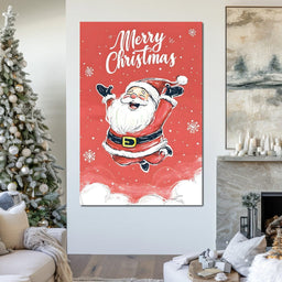 Joyful Santa Snowfall Holiday - NicheCanvas