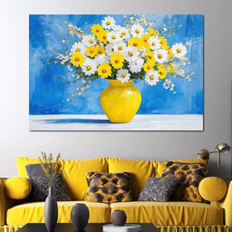 White & Yellow Flowers - NicheCanvas
