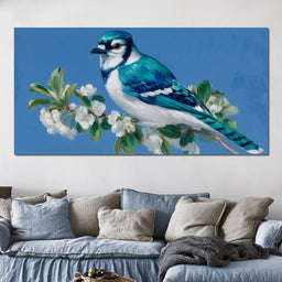 Sapphire Plume on Blossoms - NicheCanvas