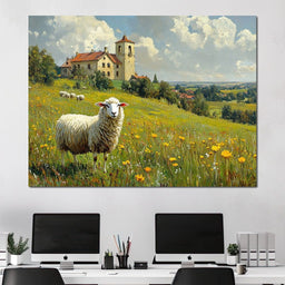 Meadow Sheep by the Countryside - NicheCanvas