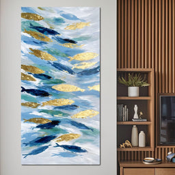 Golden Koi Abstract Waterscape - NicheCanvas