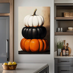 Stacked Pumpkins Harvest Trio - NicheCanvas
