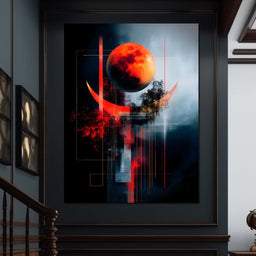 Celestial Lunar Terracotta Orbit - NicheCanvas