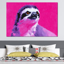 Vivid Magenta Sloth Portrait - NicheCanvas