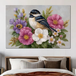 Chickadee Garden Blossom Song - NicheCanvas