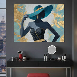 Golden Teal Elegance Lady - NicheCanvas