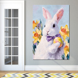 Pastel Easter Bunny With Egg - NicheCanvas