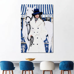 Cafe Socialite With A White Steed - NicheCanvas