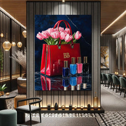 Crimson Nail Polish & Tulip Adornments - NicheCanvas