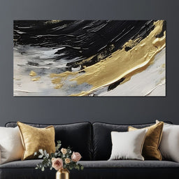 Golden Current Abstract Landscape - NicheCanvas